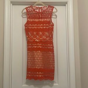 Revolve Endless Rose orange lace dress with nude lining Size Small